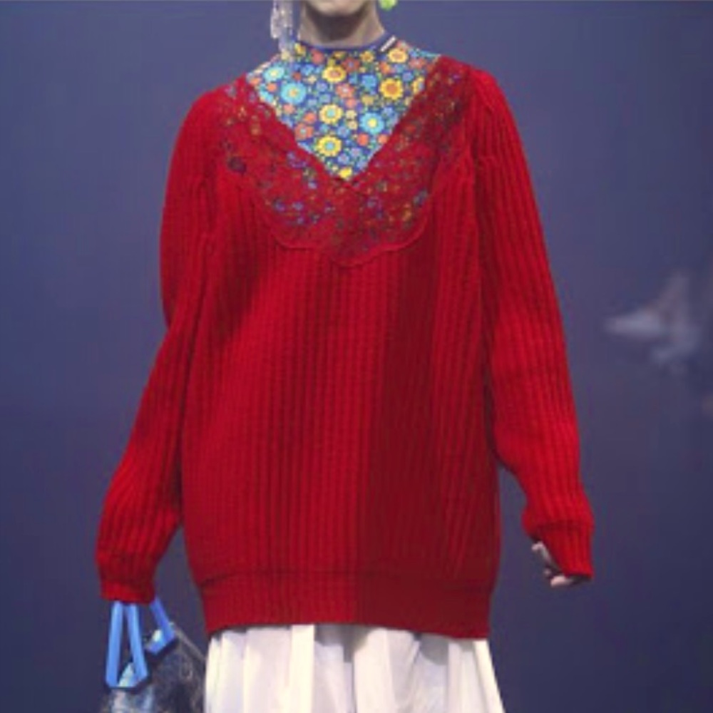 Balenciaga lace wool sweater